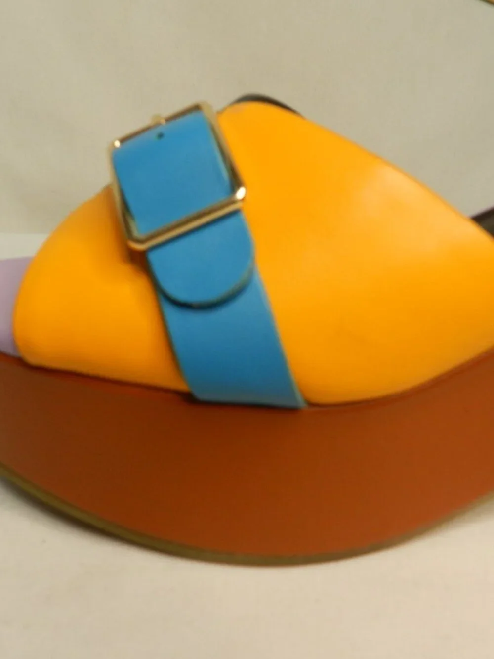 Charlotte Stone Raf Leather Color-block Platform Heels Sandals NEW Size Sz 7